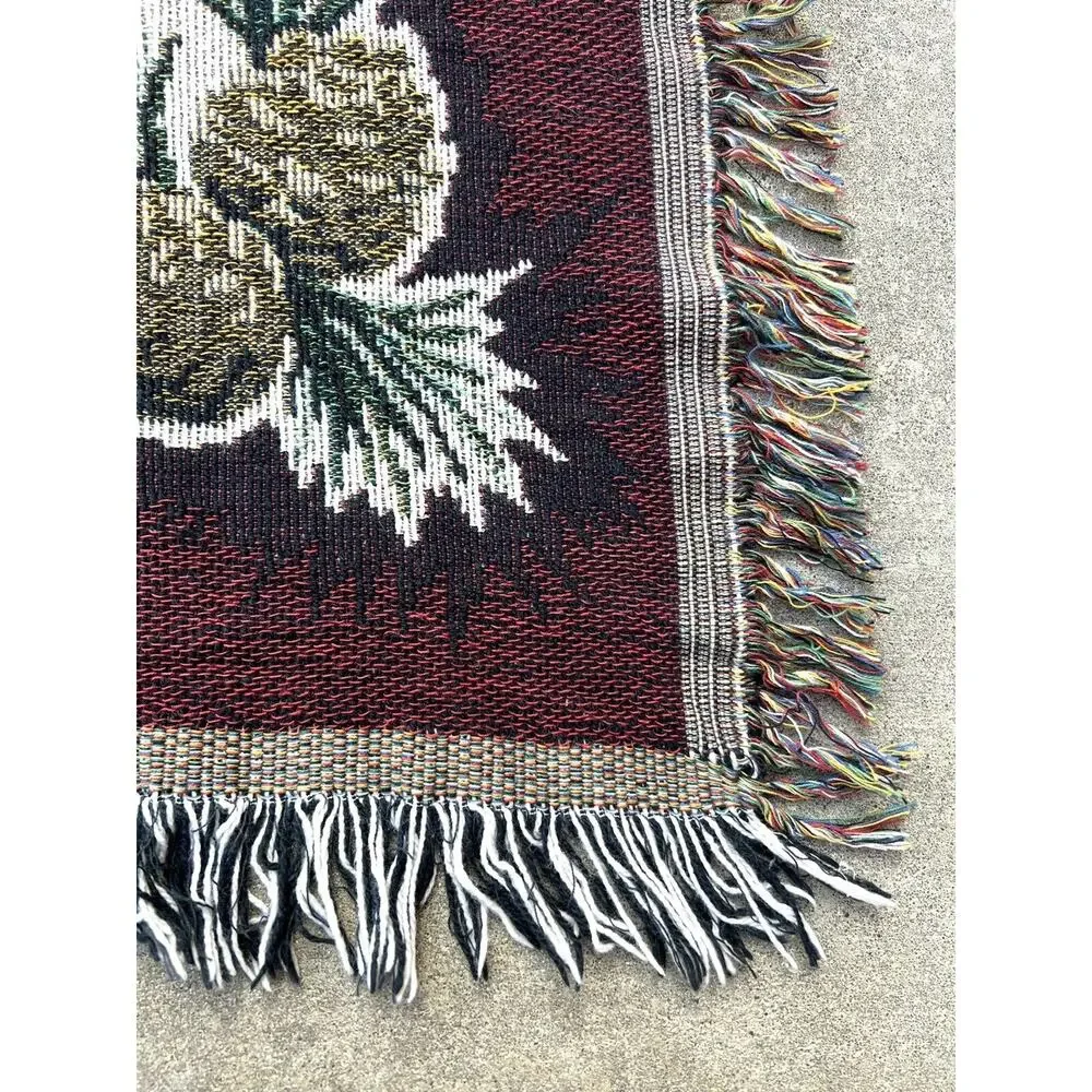 Vintage Christmas Woven Throw Blanket Tapestry Wall Hanging Teddy Bear Band